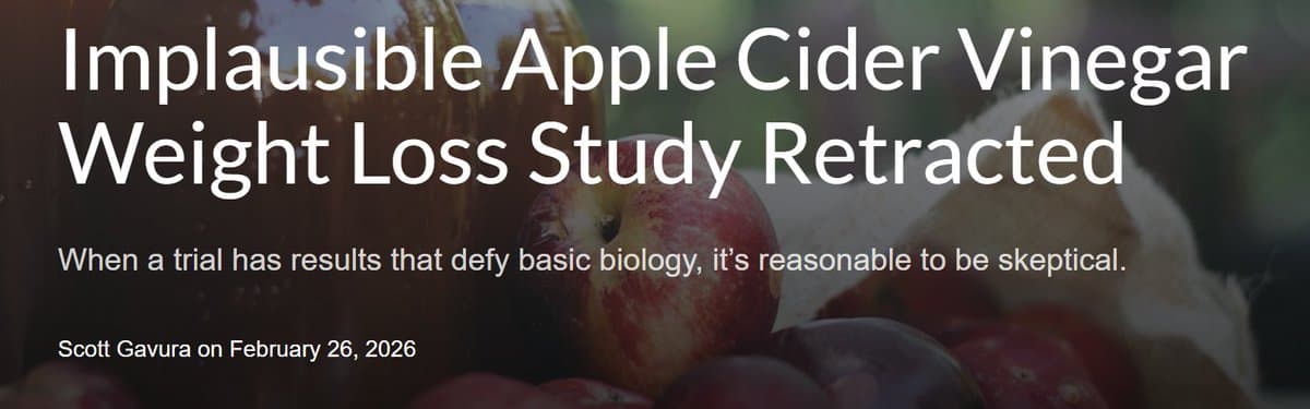 Implausible Apple Cider Vinegar Weight‑Loss Study Retracted