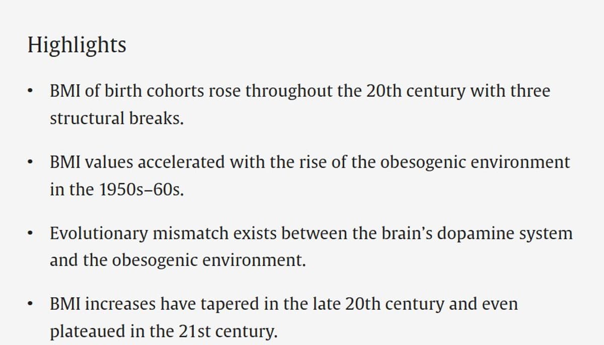 U.S. BMI Trend Shows Obesogenic Environment Reaches Saturation