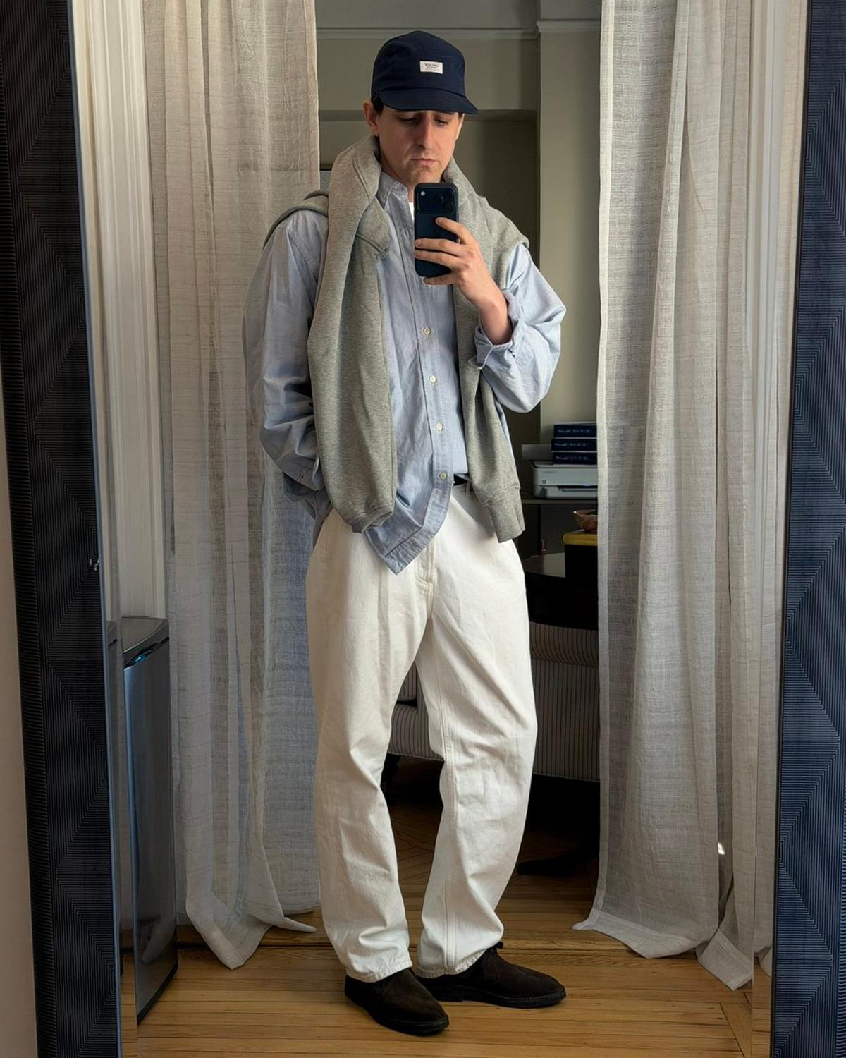 70°F NYC Kicks Off Blue Oxford, White Jeans Season