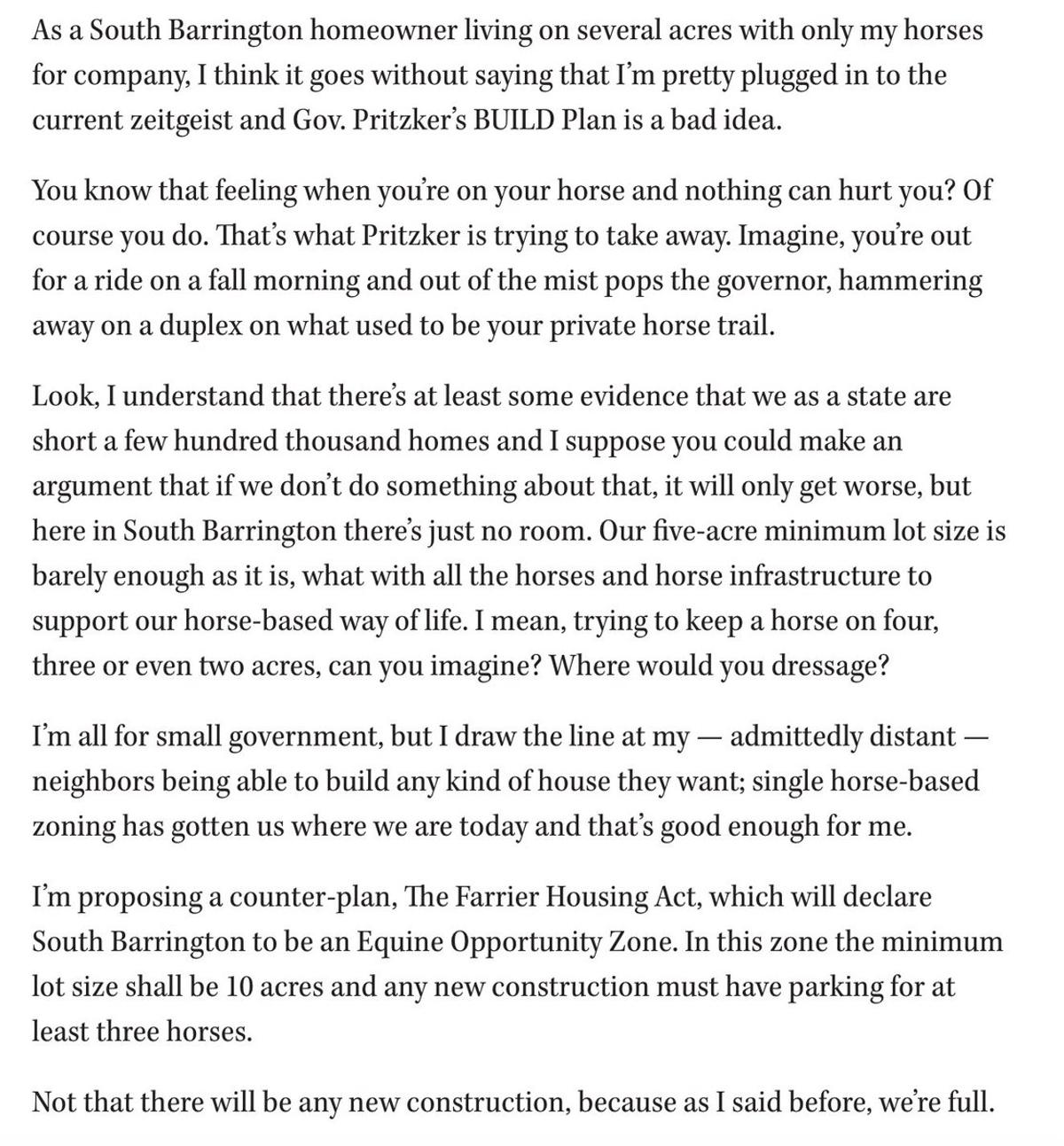 Suburban Chicago Letter Against Zoning Reform Reads Like Parody