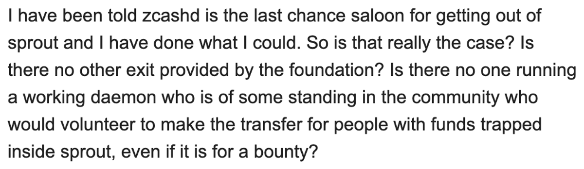 Seeking Help to Rescue Zcash From Dormant Sprout Pool