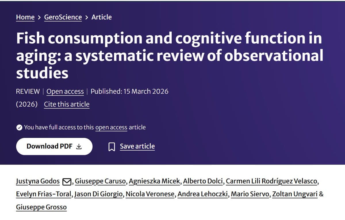 Regular Fish Intake Supports Cognitive Health in Aging