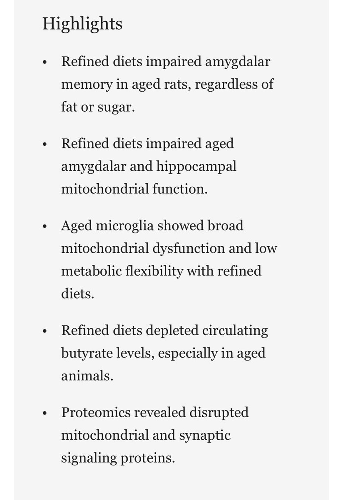 Refined Diets Damage Amygdala Memory in Aging Rats