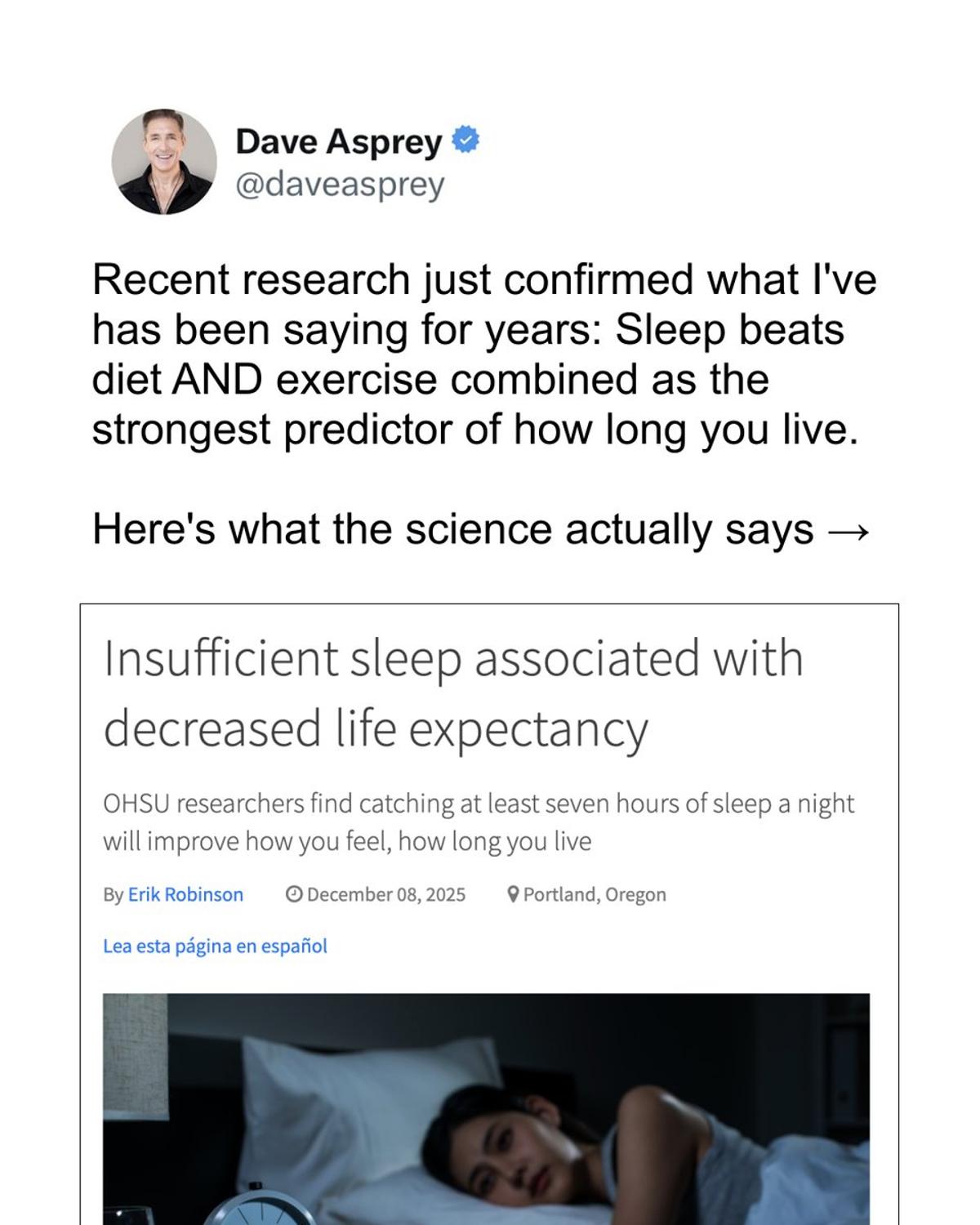 Sleep Under 7 Hours Cuts Life Expectancy Like Smoking