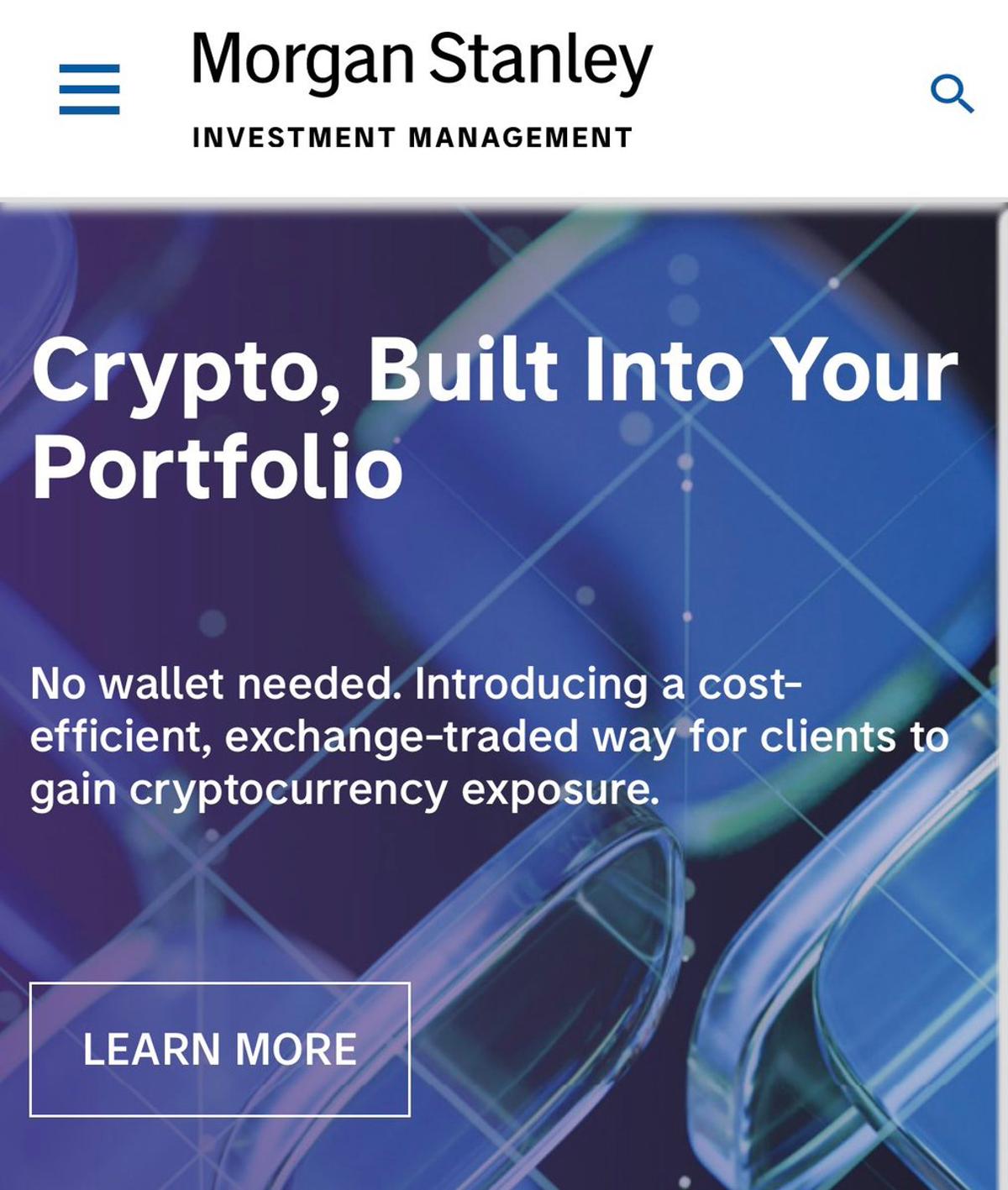 Morgan Stanley's Home Page Now Highlights Crypto Leadership