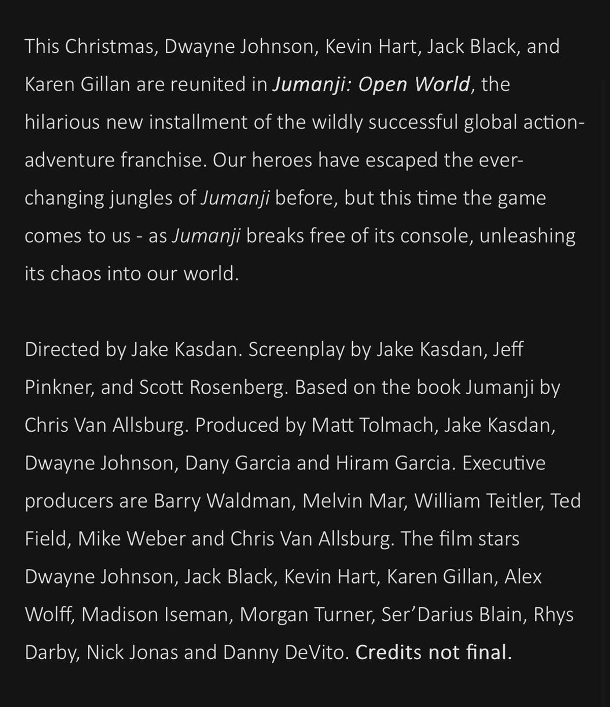 Jumanji: Open World Announced for Christmas Release