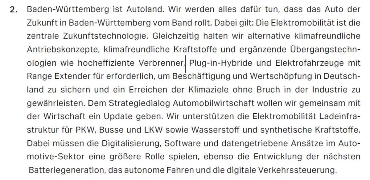 Both Federal and Future Baden-Württemberg Governments Back Efficient Engines