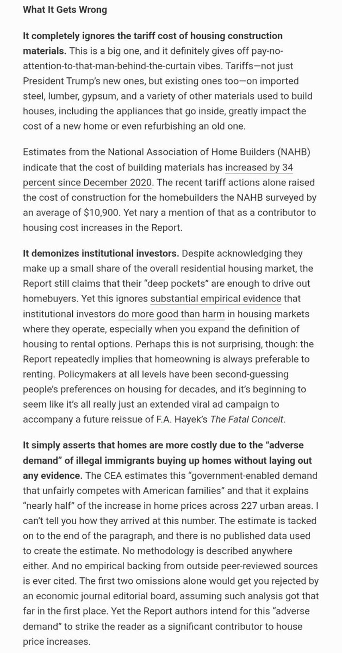 Presidential Report Misses Key Drivers of Housing Supply