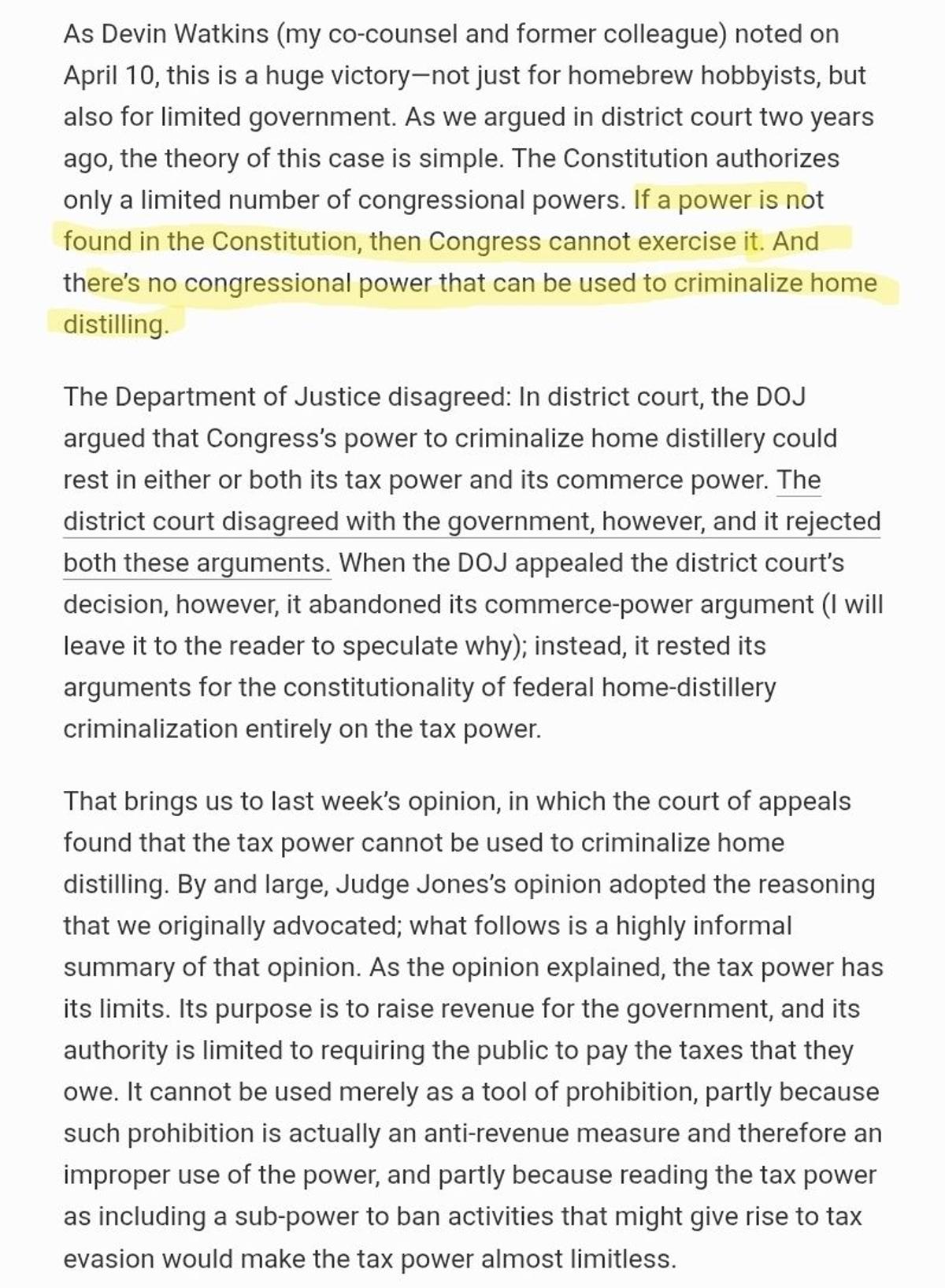 Court Clears Home Distilling for Hobby Distillers Association