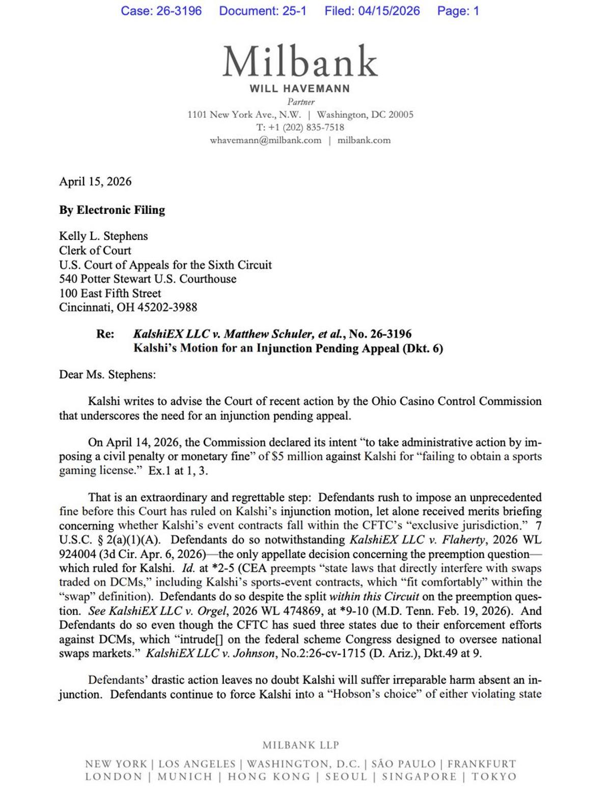 Kalshi Decries Ohio's $5M Fine, Seeks Injunction