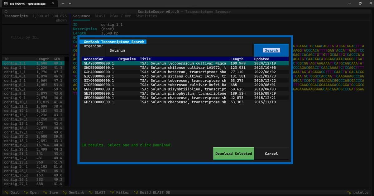Direct GenBank Transcriptome Downloads Enable DIY Tool Creation