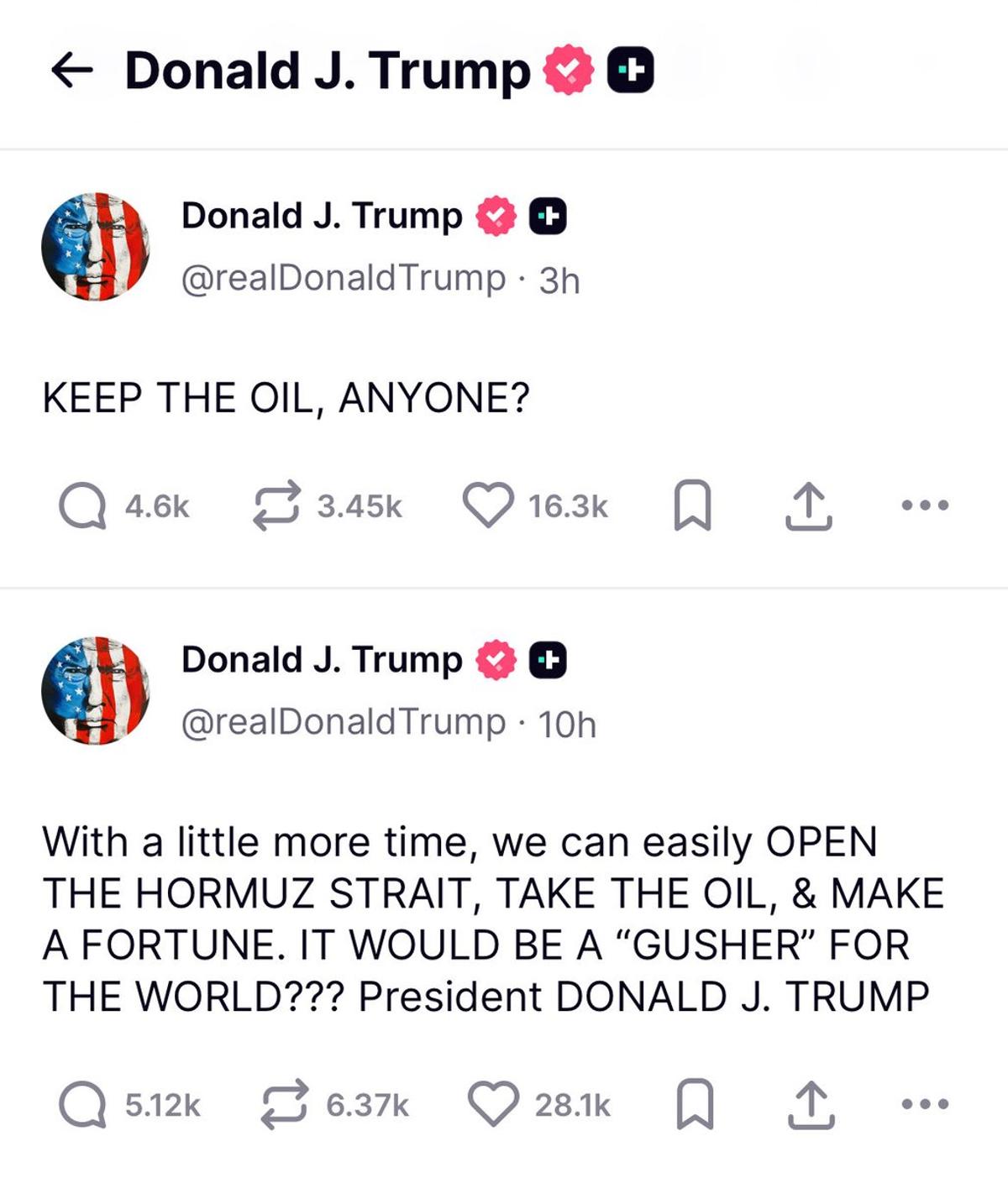 Trump Bluntly Admits War Driven by Oil