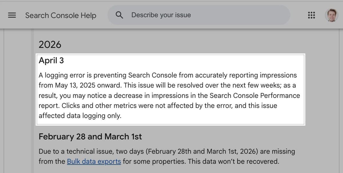 Google Confirms Year‑long Search Console Impression Data Glitch