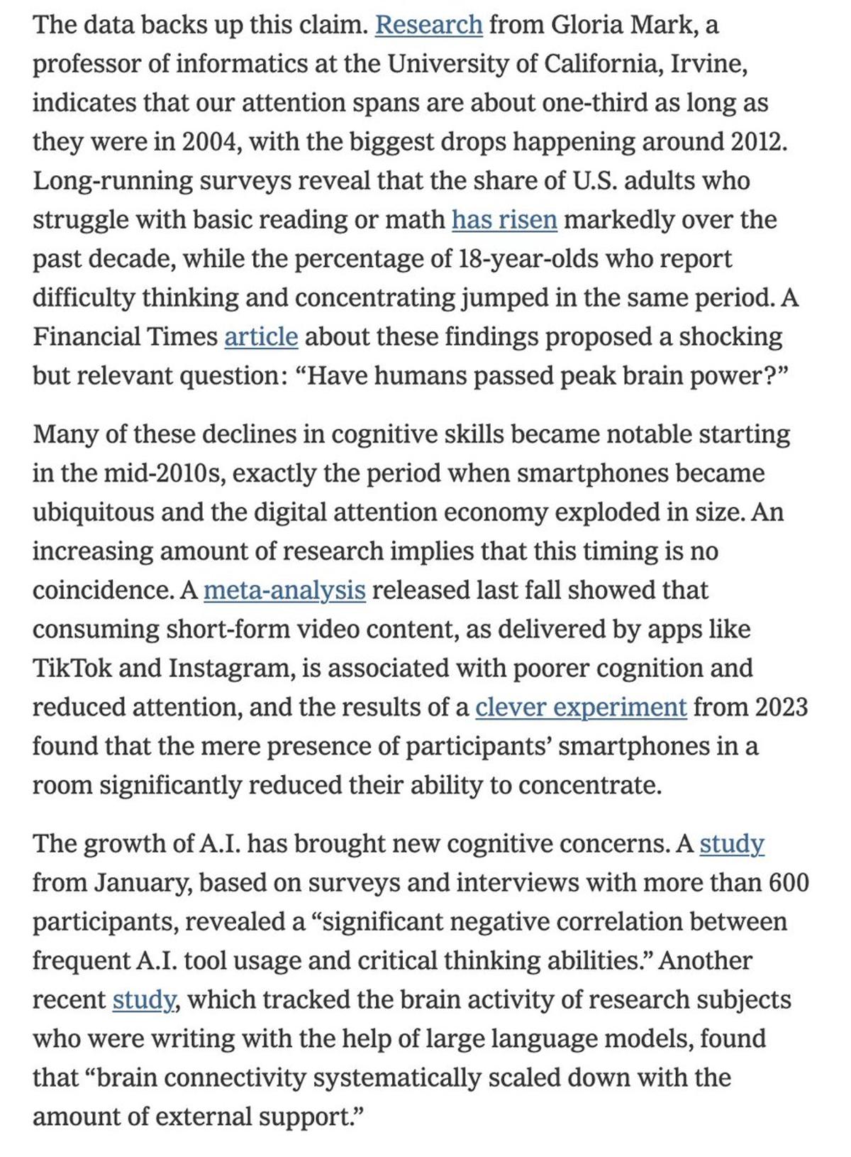 Smartphones Correlate With Declining Deep Thinking Skills