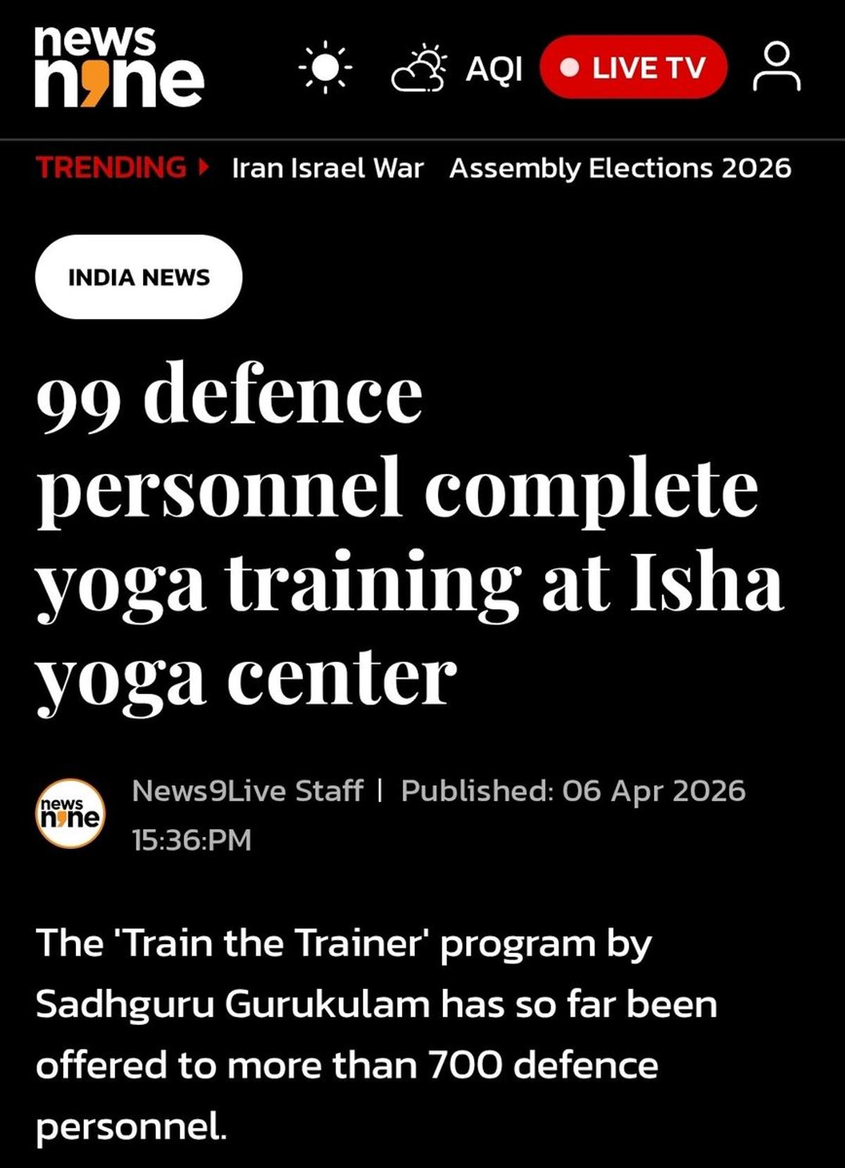 Indian Defence Officers Complete Hatha Yoga Trainer Program