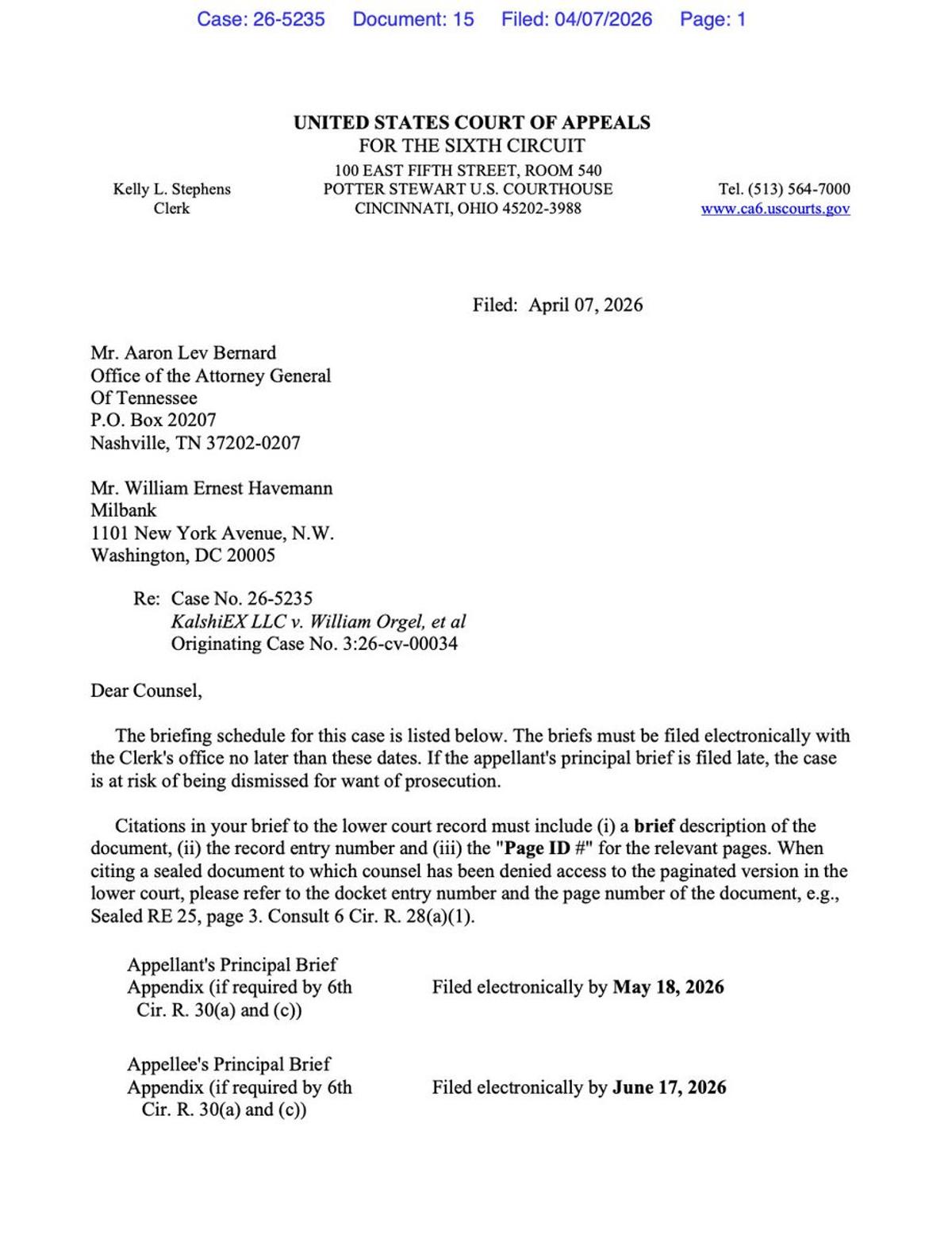 Sixth Circuit Sets Kalshi Appeal Timeline Amid OH‑TN Split