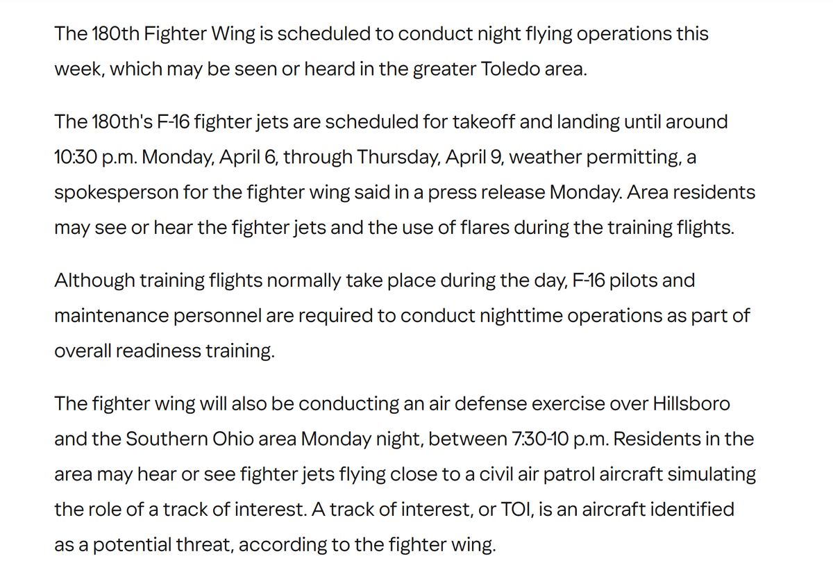 Ohio Guard F‑16 Wing Conducts Week‑Long Night Flights