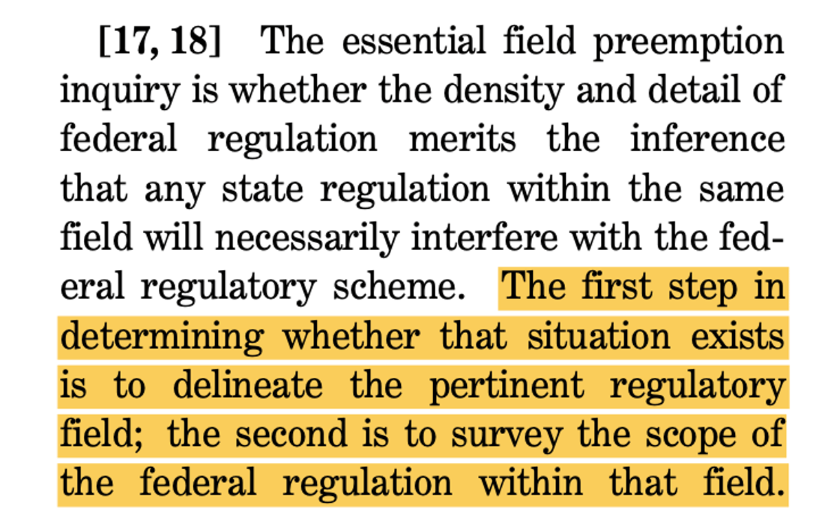 9th Circuit Demands Field Definition Before Preemption Analysis