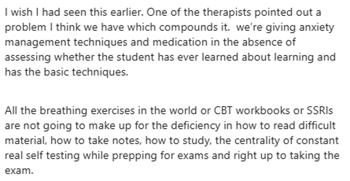 Improving Study Skills Can Alleviate Student Anxiety