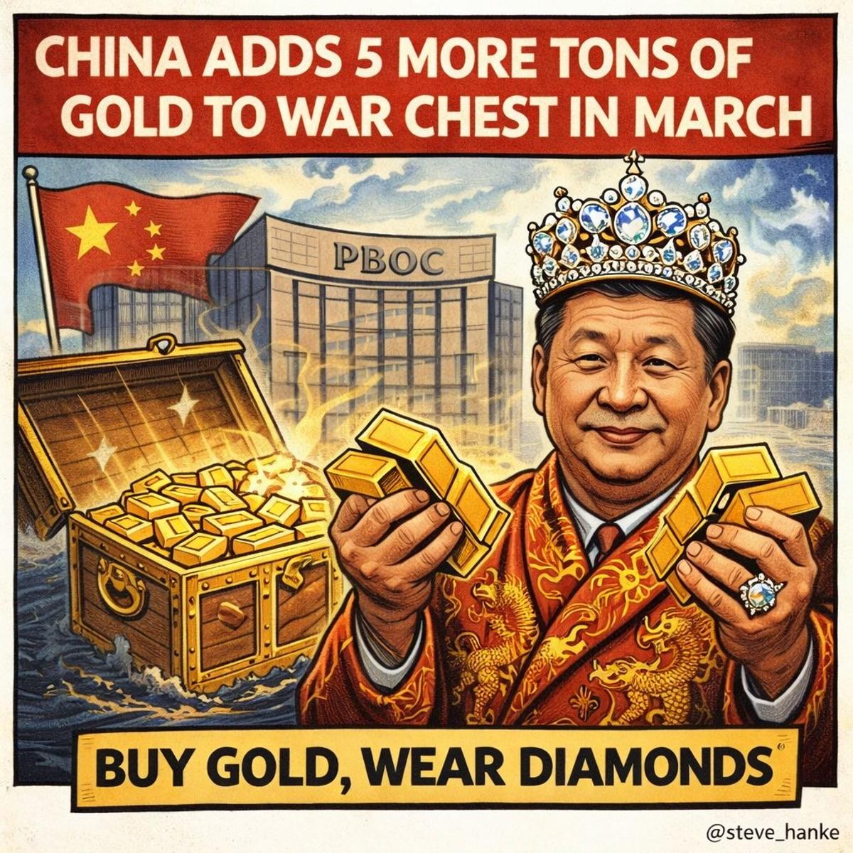 China's Central Bank Adds Record Gold in March