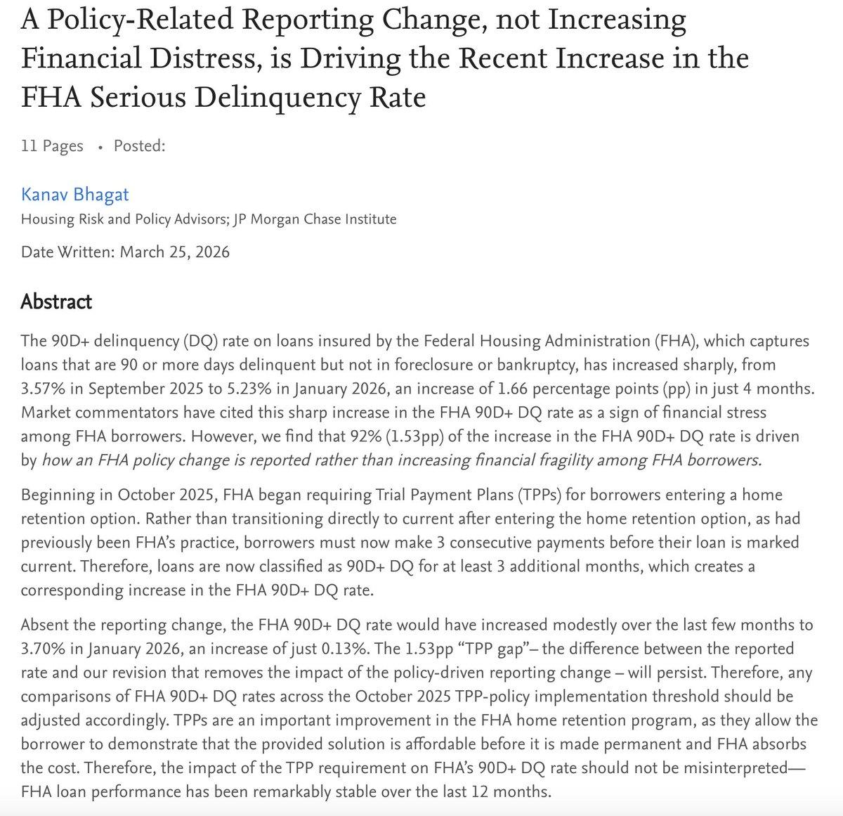 FHA Delinquency Spike Mostly Reporting Artifact, Not Borrower Weakness