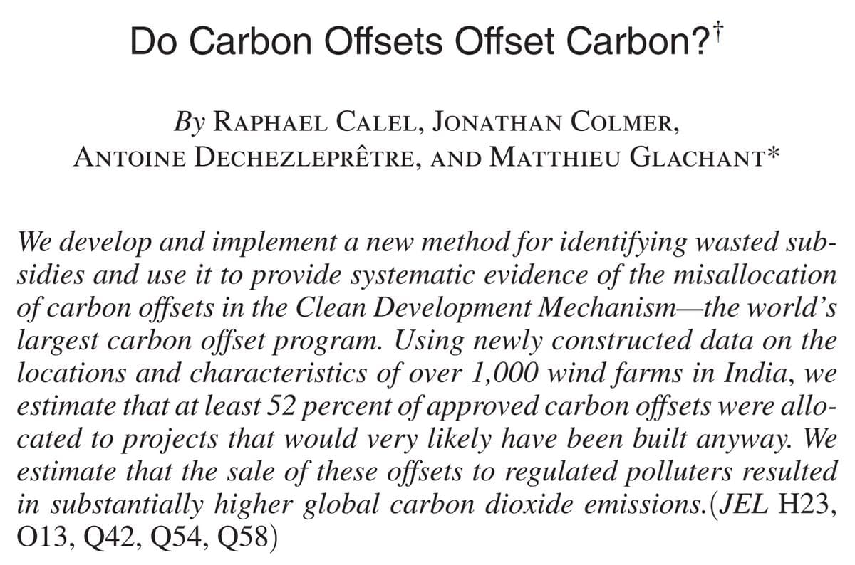 Over Half of Carbon Offsets Lack Real Impact