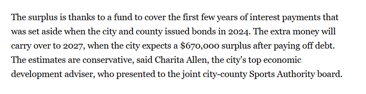 Stadium Tax District Fails to Cover Debt, Never Self‑sustaining