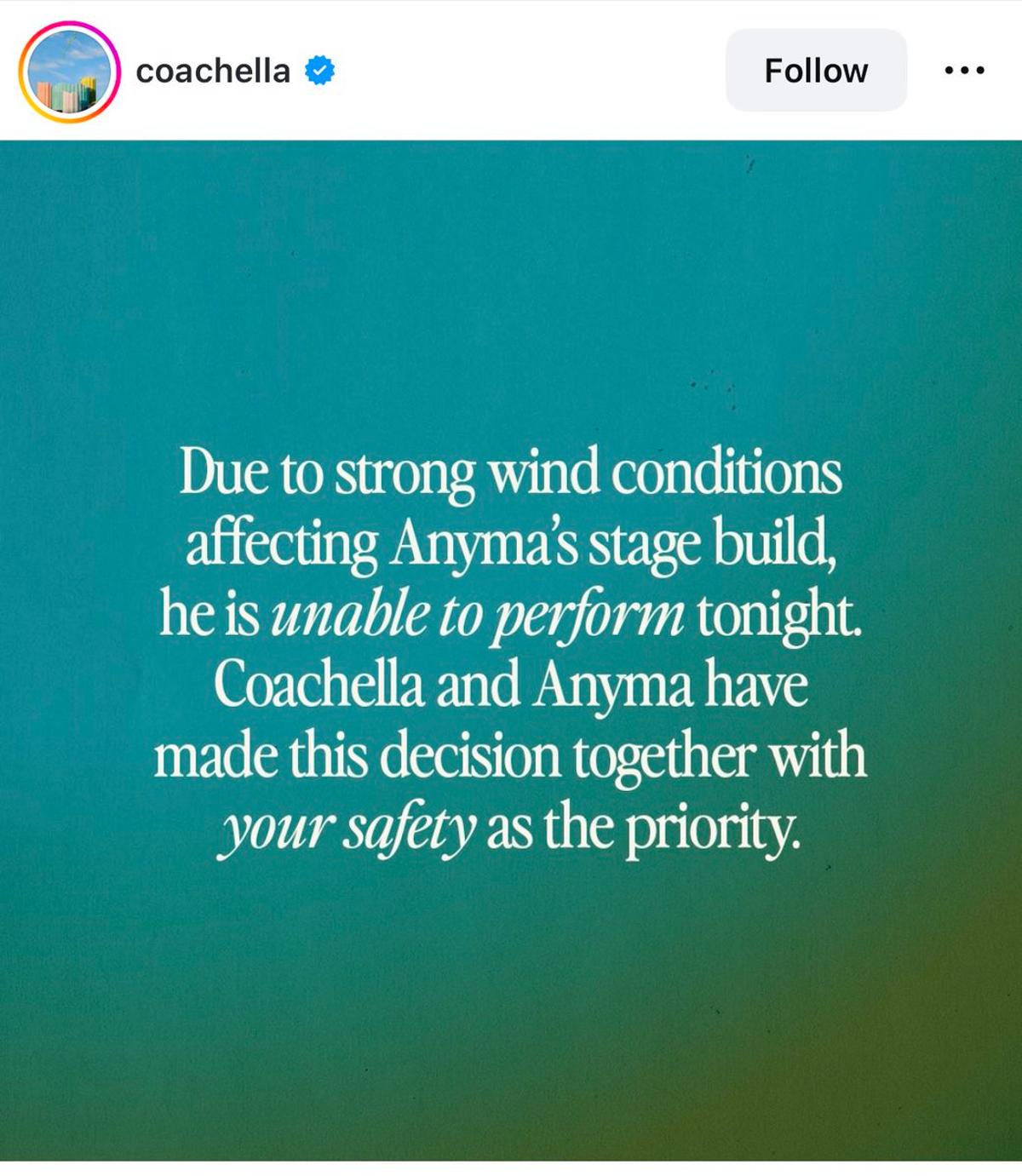 Coachella Cancels Anyma Set Over Dangerous Wind Conditions