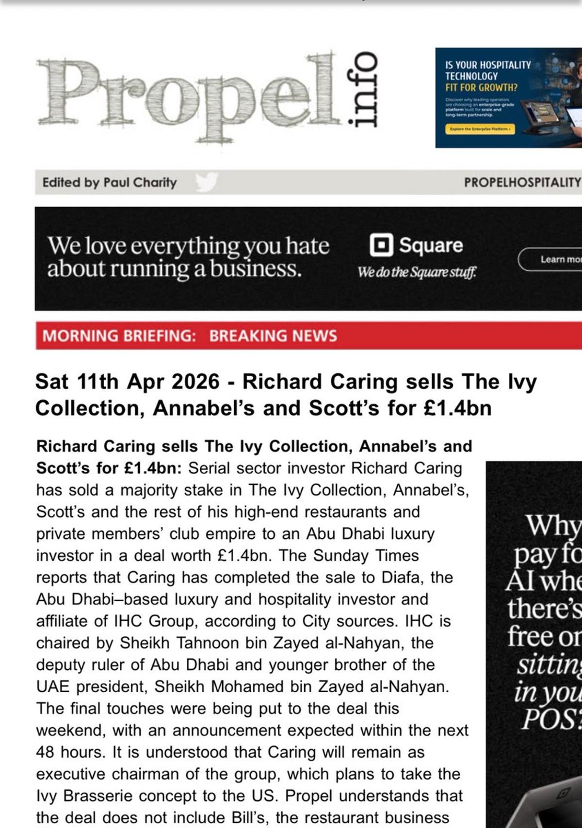 Restaurants Still Profitable: Caring Nets £1.4B Sale