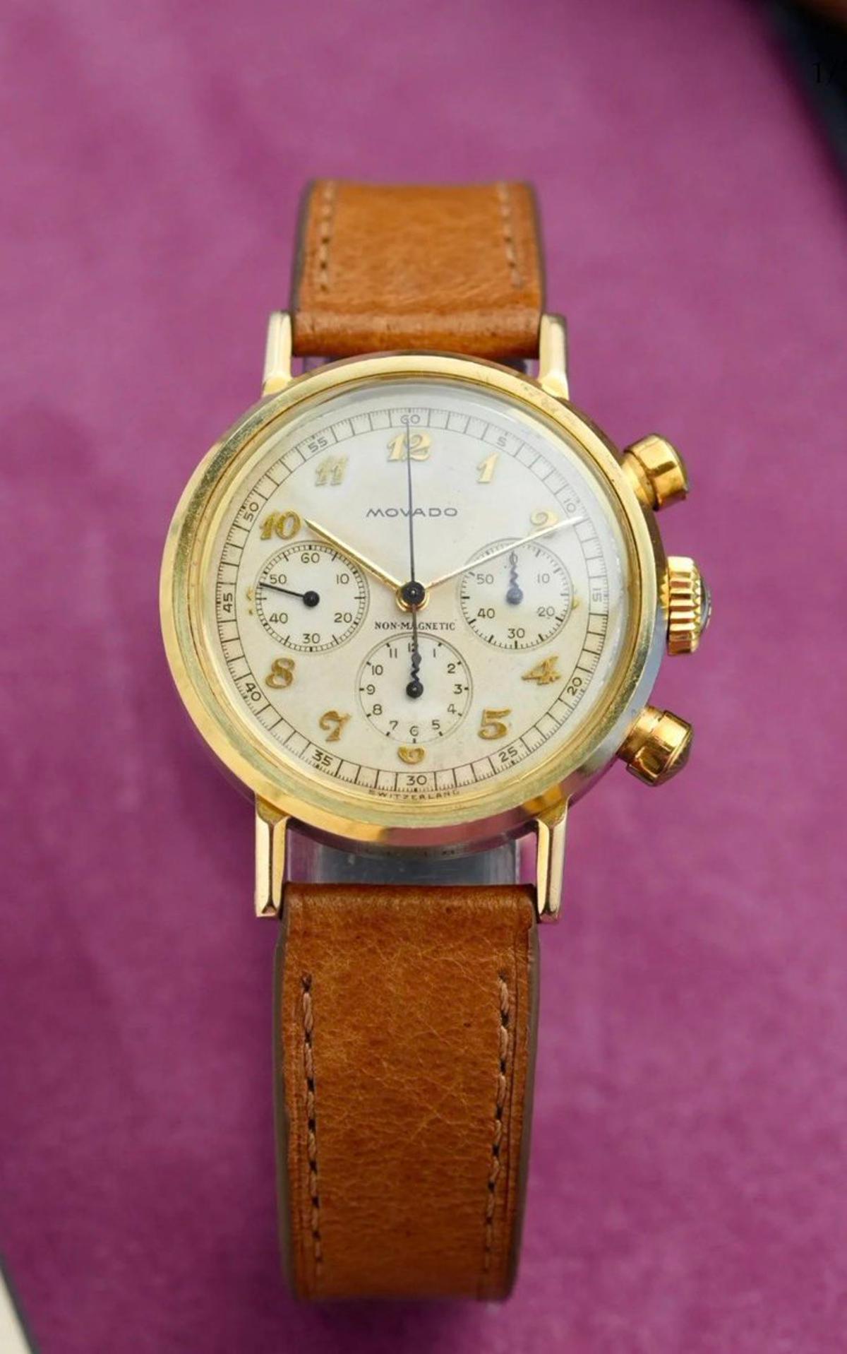 1940s Movado Chronograph, 14k Gold, $25,995