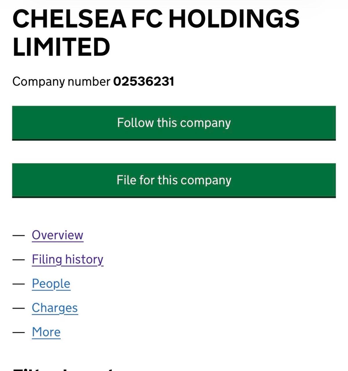 Chelsea's Accounts Now Posted on Companies House