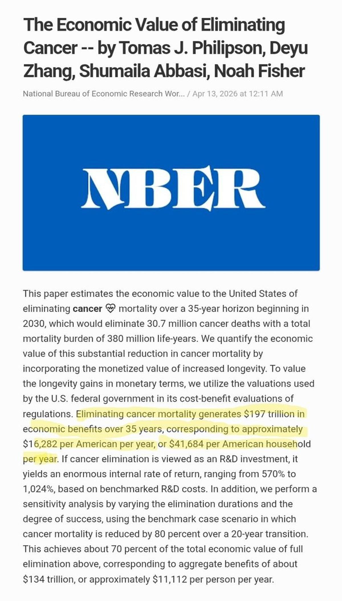 Eliminating Cancer Could Add $197 Trillion to Economy