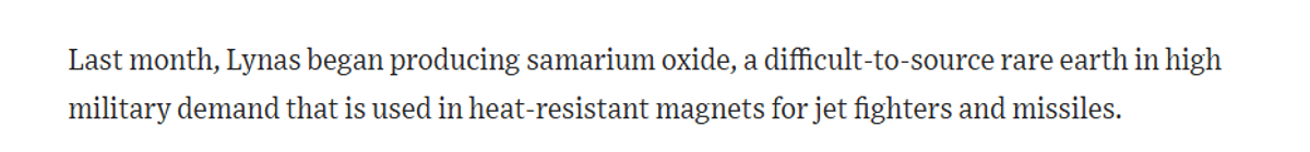China Loses Monopoly on Military‑critical Rare Earth Samarian