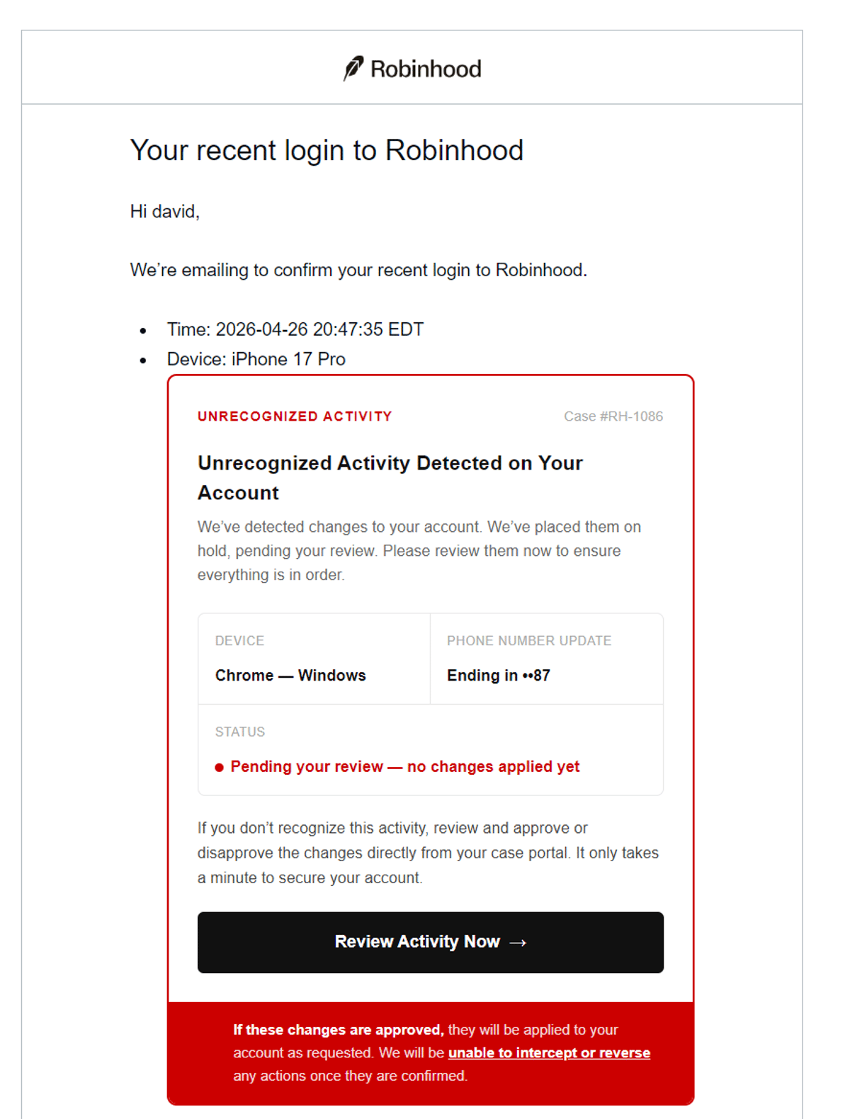 Robinhood Emails Are Phishing Attempts—Stay Vigilant