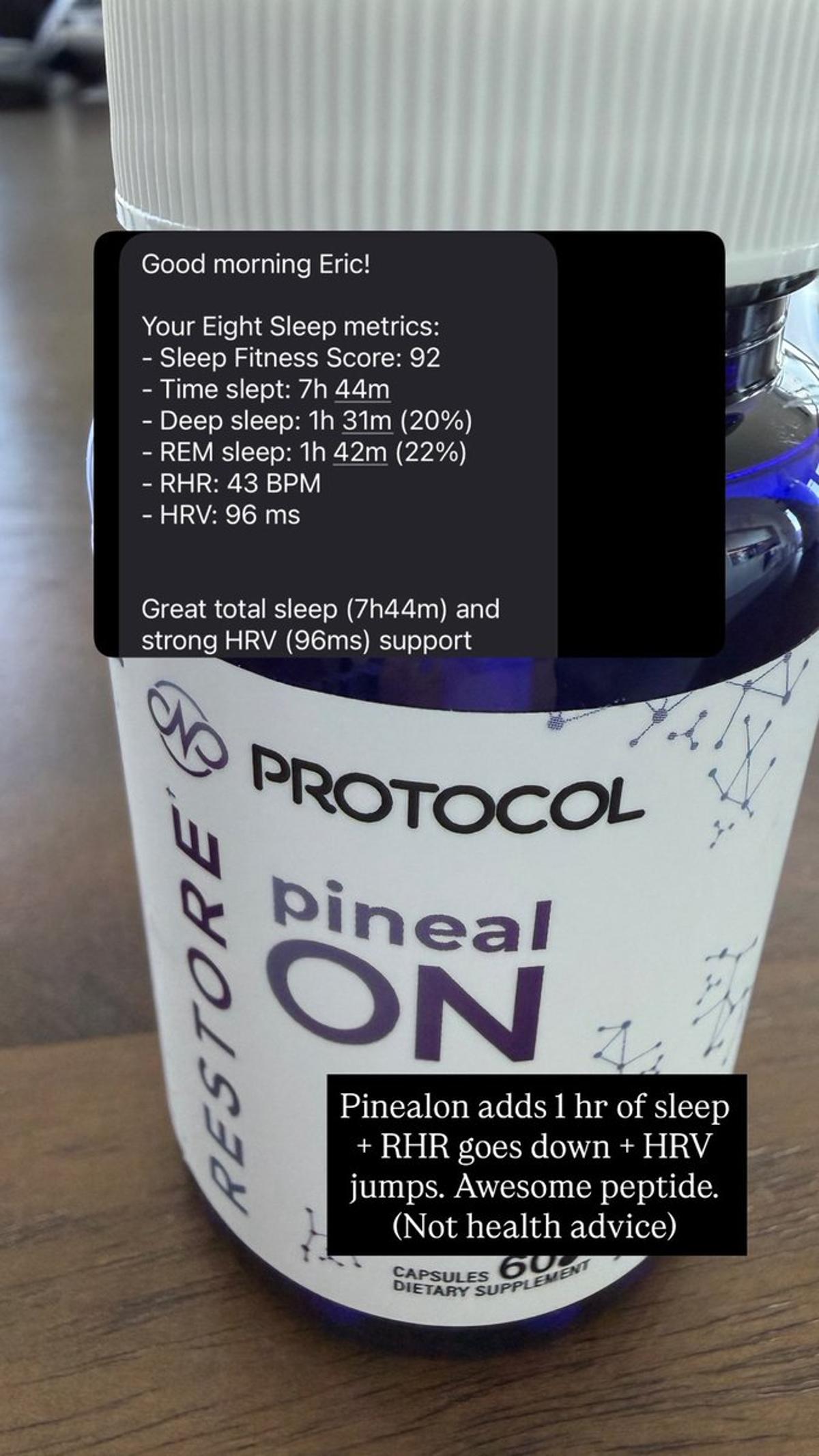 Pinealon Boosts Sleep, HRV, and Lowers Resting Heart Rate