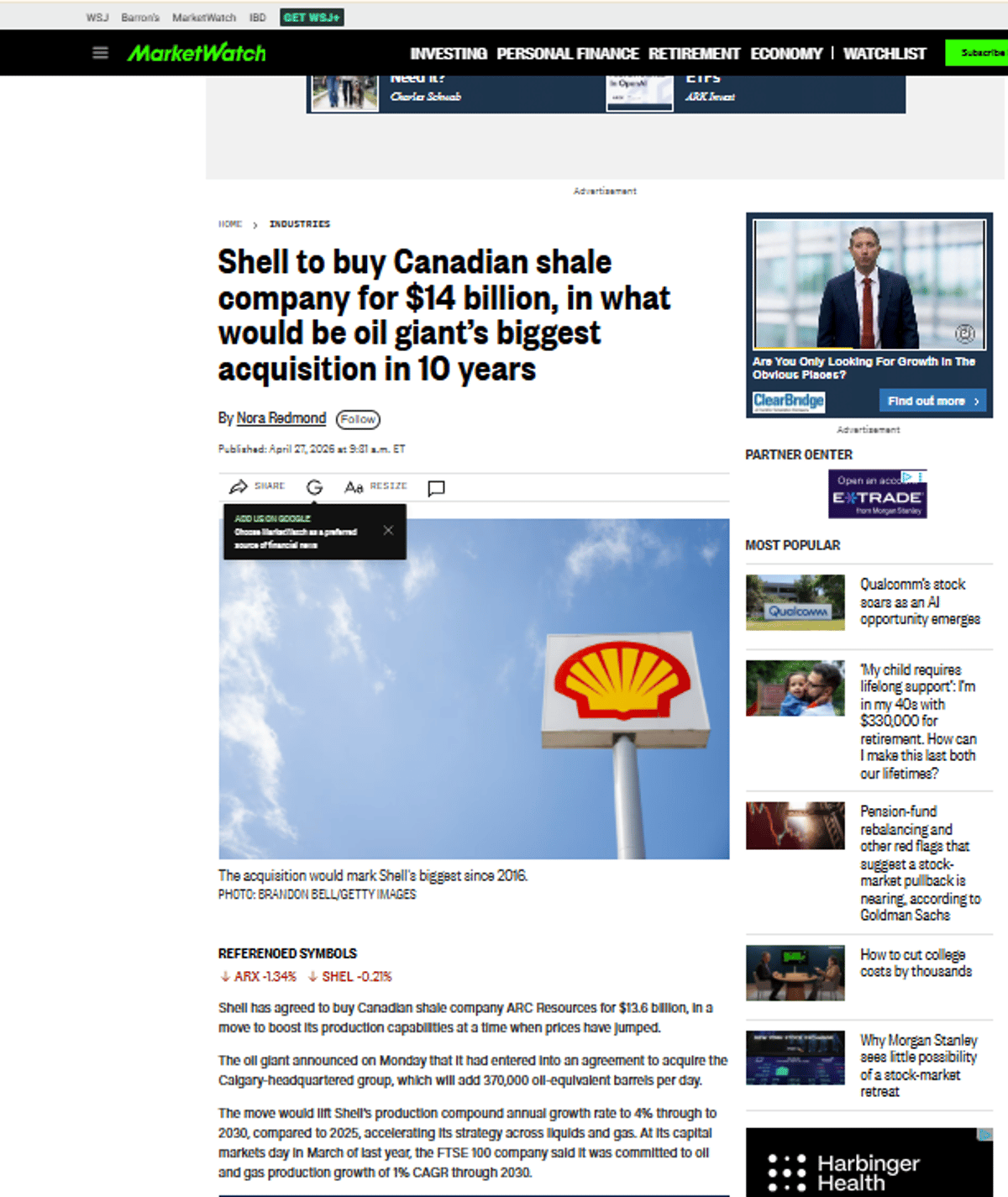 Shell's $14B Deal Marks Biggest Acquisition in Decade