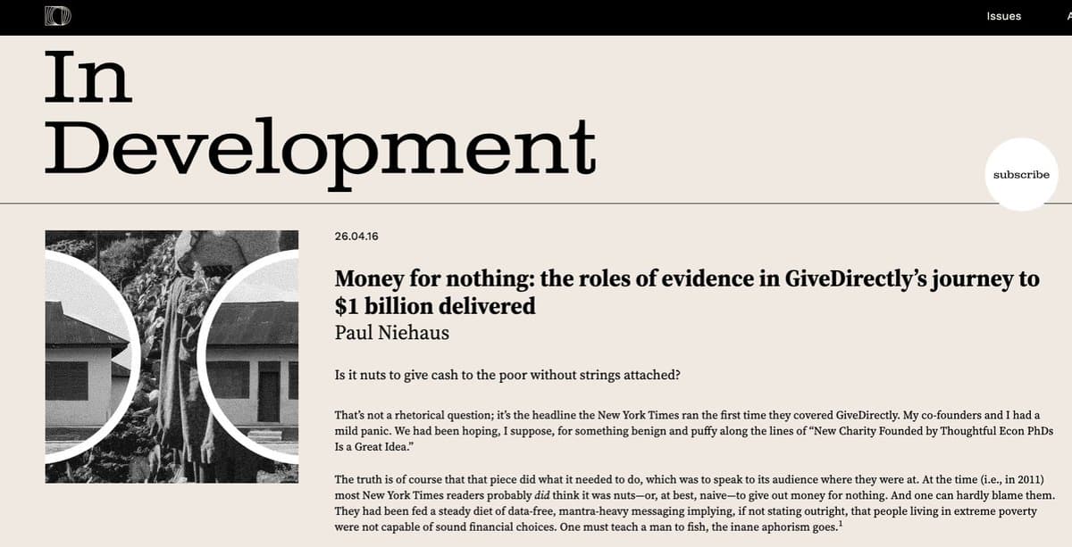 New InDevelopment Magazine Explores GiveDirectly Origins
