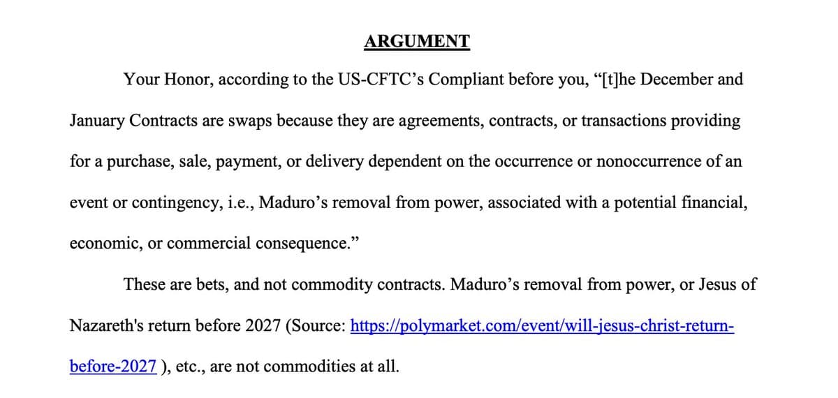 Ex‑CEO’s Amicus Brief Calls Polymarket Case Gambling, Not Fraud