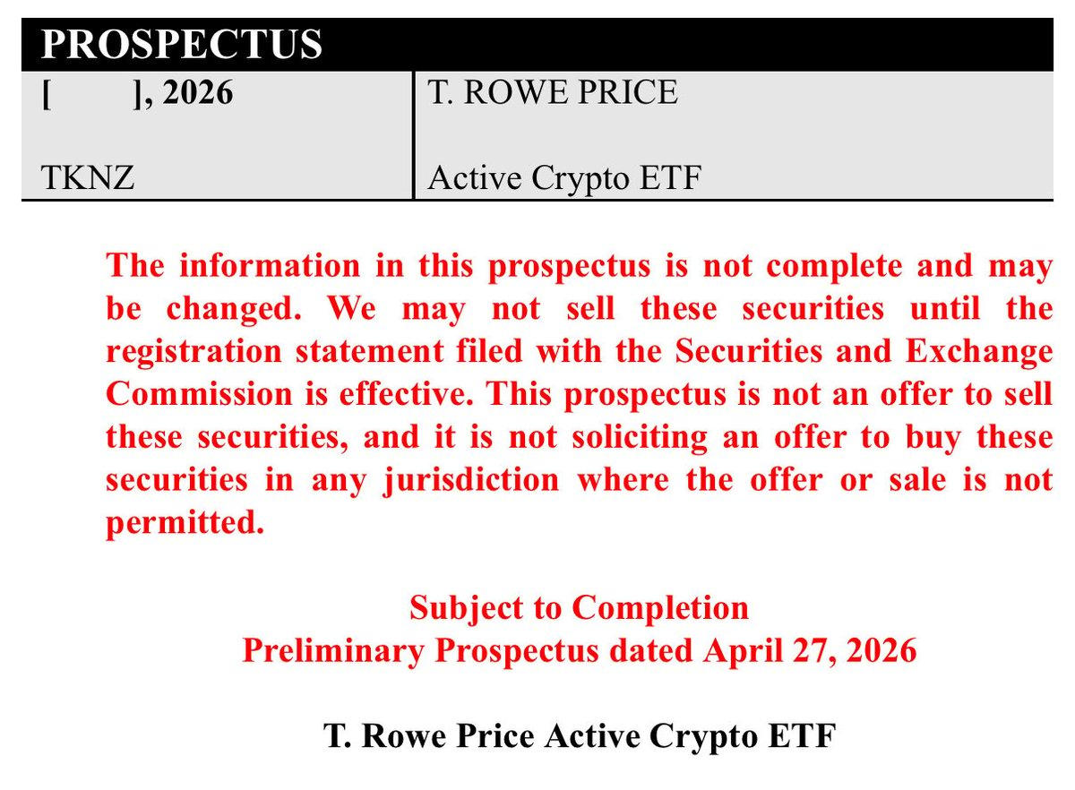 T. Rowe Files Active Crypto ETF, Biggest Manager Yet
