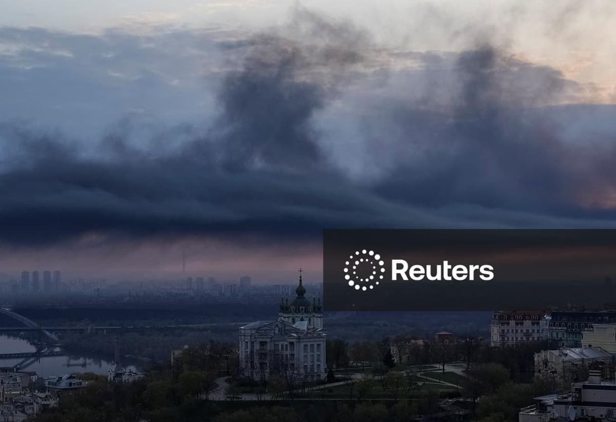 Russian Missile Strike Ignites Smoke over Kyiv