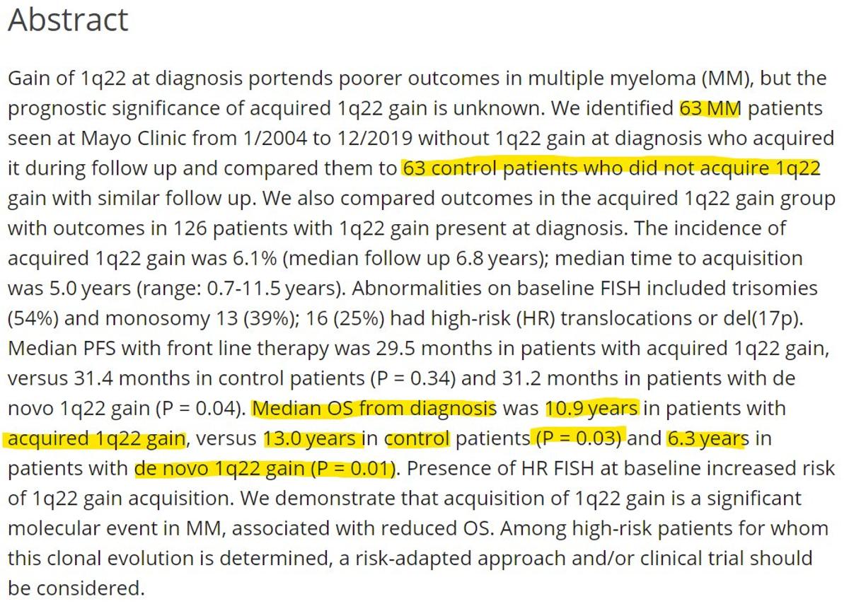 1q22 Gain Predicts Poor Prognosis in Myeloma