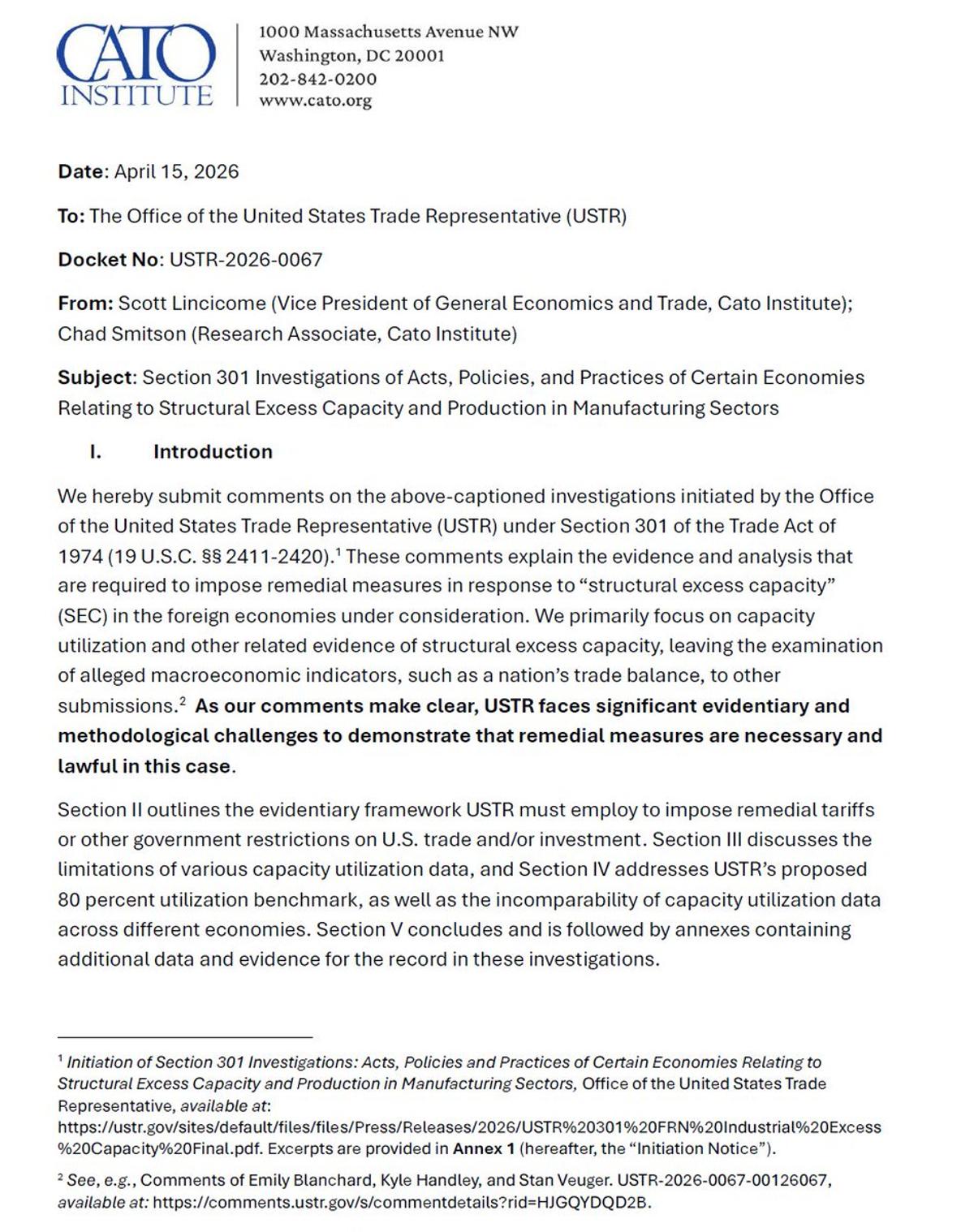 USTR’s Section 301 Probe Flawed Economically, Factually, Legally