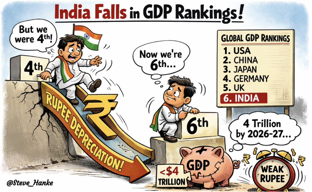 Rupee Weakness Drops India to Sixth in Global GDP Rankings