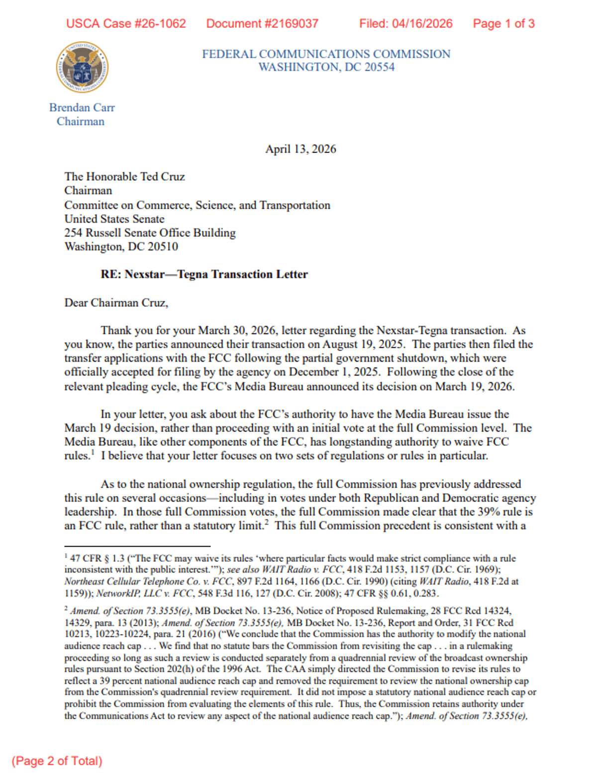 FCC Defends Nexstar‑TEGNA Merger Amid Senate Inquiry