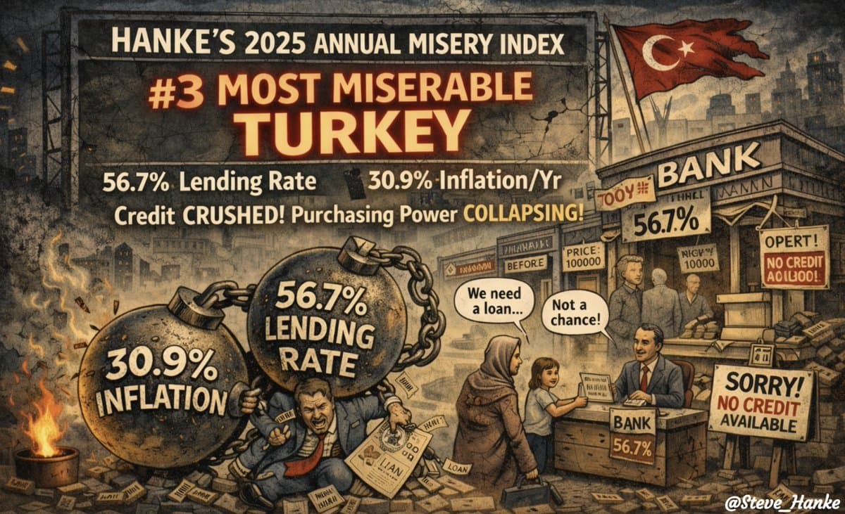 Turkey Ranks Third in Misery Due to Soaring Borrowing Costs