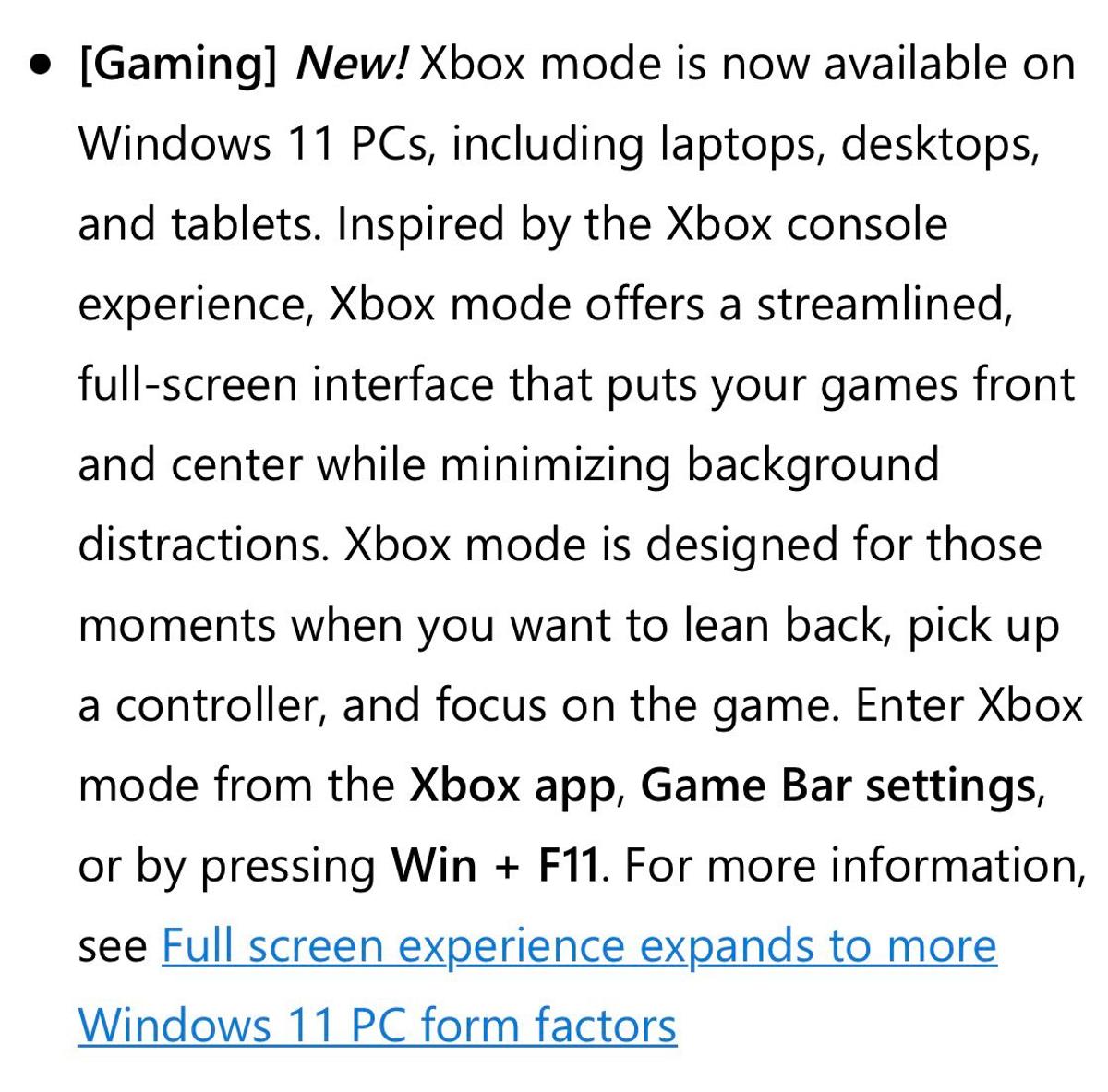 Xbox Mode Arrives in Windows 11 Release Preview