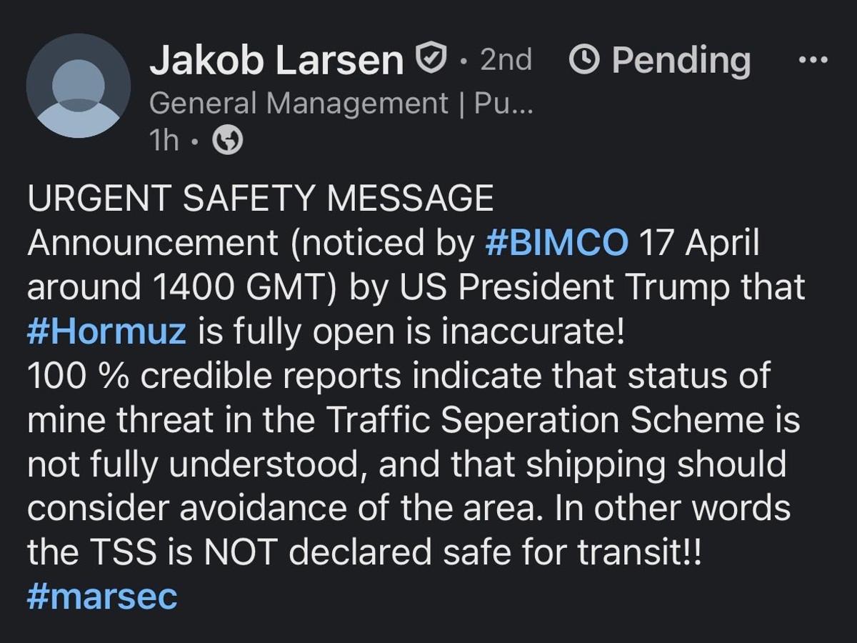 False Optimism on Hormuz Threatens Seafarer Safety