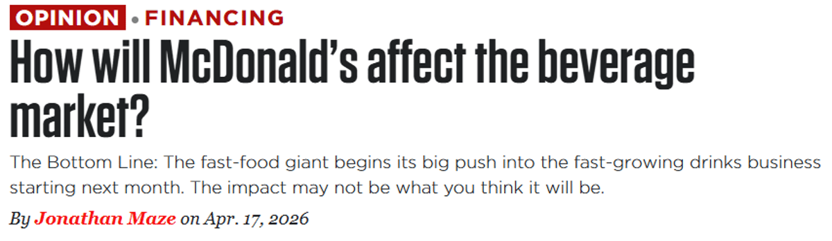 McDonald's Beverage Push Taps Booming, Resilient Cold Drinks Market