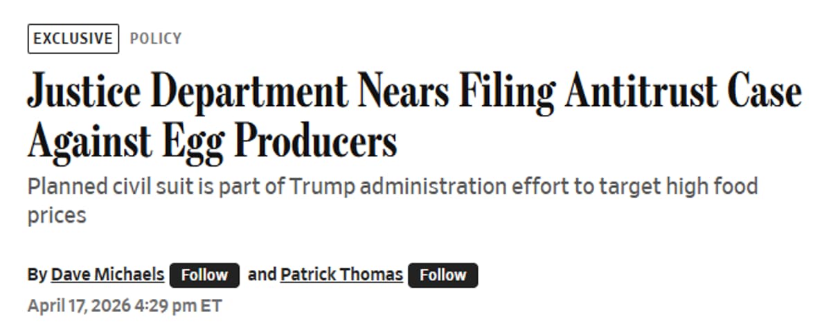 Trump Administration Targets Big Egg Amid Collapsing Egg Prices