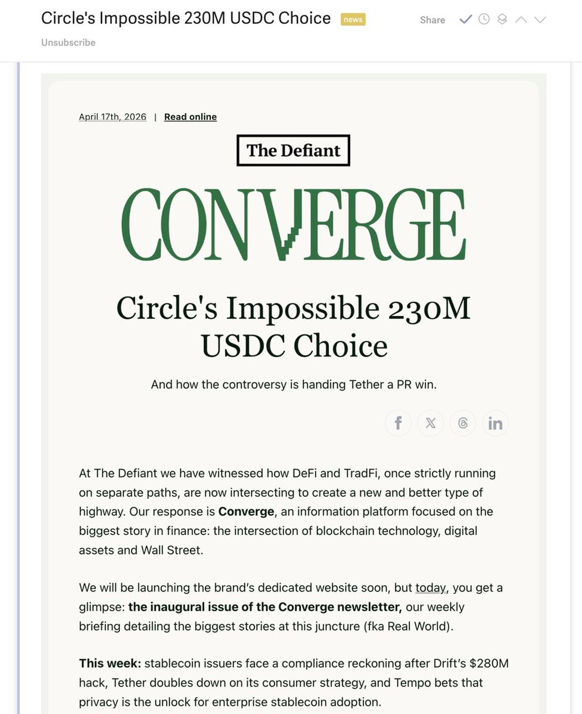 Launch of Converge: Weekly RWA, Tokenization, Stablecoin Briefing